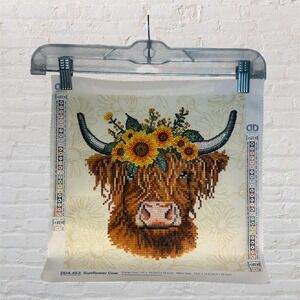 Diamond Dotz Sunflower Cow‎ Highland Cow Partial Diamond Painting Completed Art